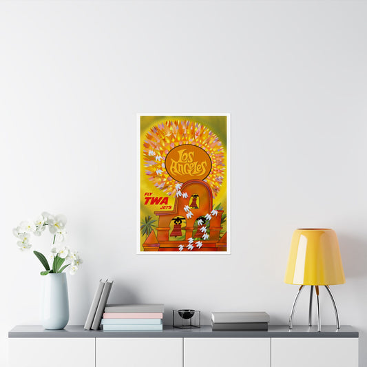 Vintage Air Travel Los Angeles Satin Poster
