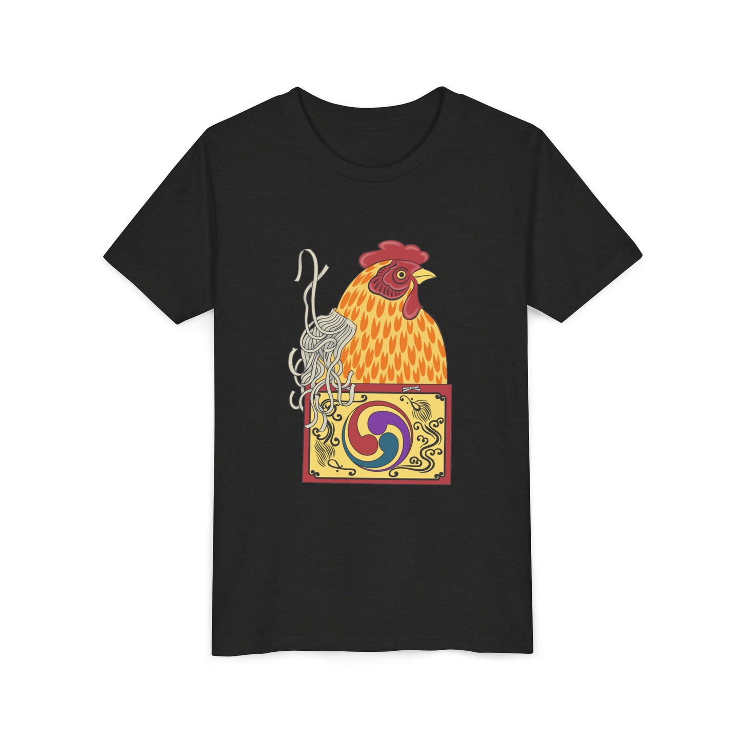 Japanese Rooster  Youth T-Shirt — Colorful Rooster Shimizu Seifū