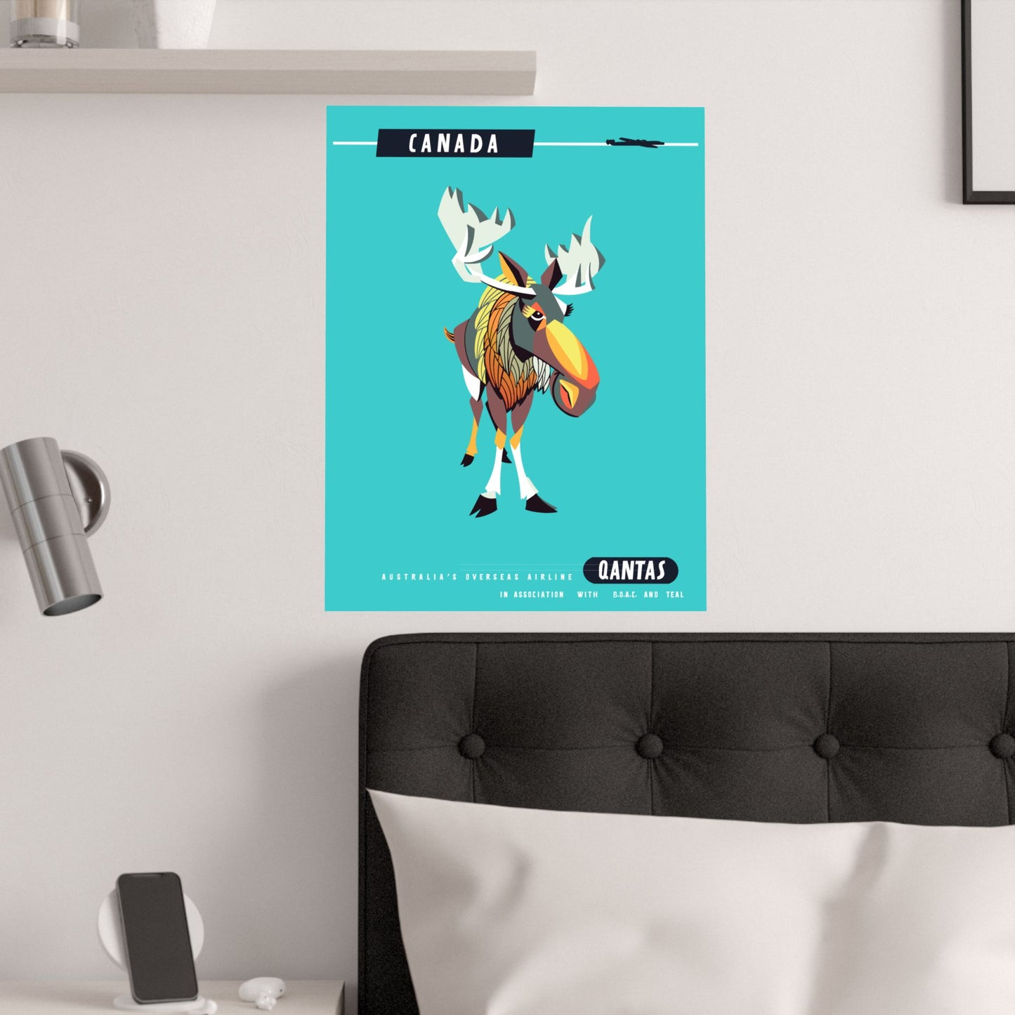 Qantas Airline Canadian Moose Satin Poster