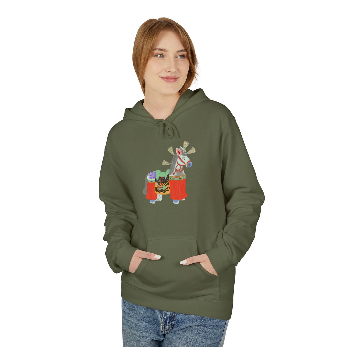 Japanese Vintage Toy Horse Hoodie — Cute Painter Horse Graphic Sweatshirt