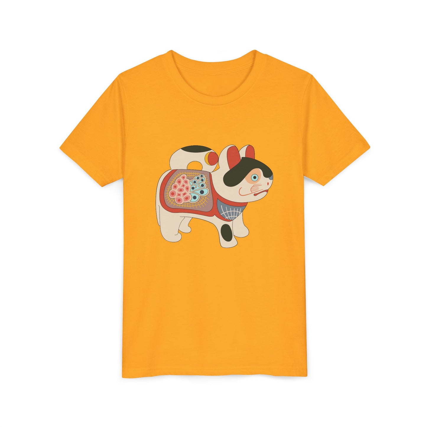 Lucky Inu Hariko illustration by Kawasaki Kyosen Youth Tshirt— Japanese Lucky Cat Tee